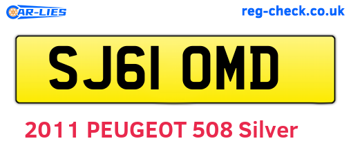 SJ61OMD are the vehicle registration plates.