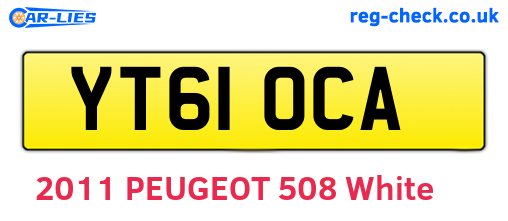 YT61OCA are the vehicle registration plates.