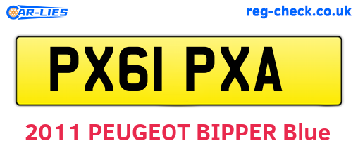 PX61PXA are the vehicle registration plates.