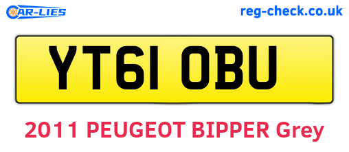 YT61OBU are the vehicle registration plates.