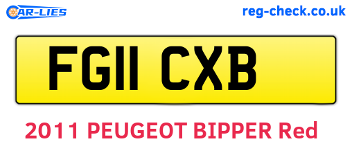 FG11CXB are the vehicle registration plates.