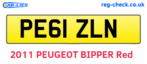 PE61ZLN are the vehicle registration plates.