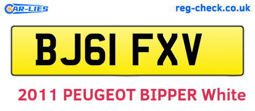 BJ61FXV are the vehicle registration plates.