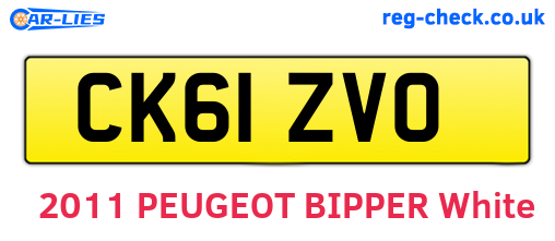 CK61ZVO are the vehicle registration plates.