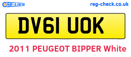 DV61UOK are the vehicle registration plates.