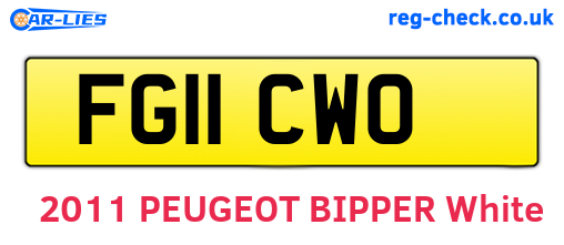 FG11CWO are the vehicle registration plates.