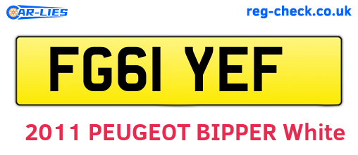 FG61YEF are the vehicle registration plates.