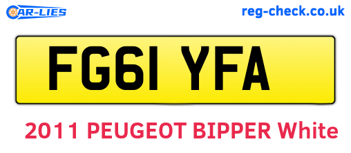 FG61YFA are the vehicle registration plates.