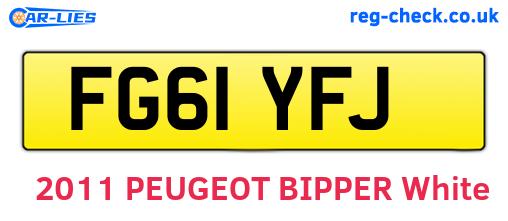 FG61YFJ are the vehicle registration plates.