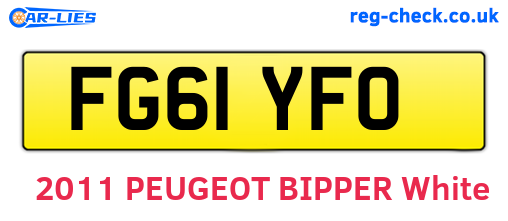 FG61YFO are the vehicle registration plates.
