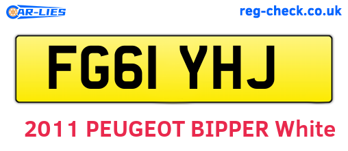 FG61YHJ are the vehicle registration plates.