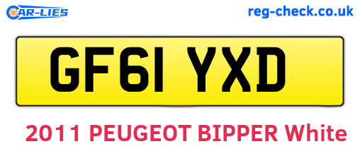 GF61YXD are the vehicle registration plates.