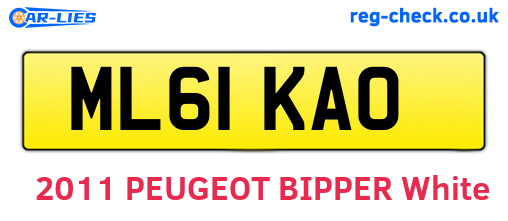 ML61KAO are the vehicle registration plates.