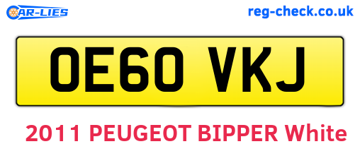 OE60VKJ are the vehicle registration plates.