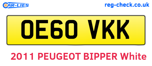 OE60VKK are the vehicle registration plates.