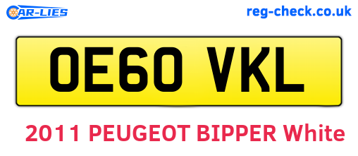 OE60VKL are the vehicle registration plates.