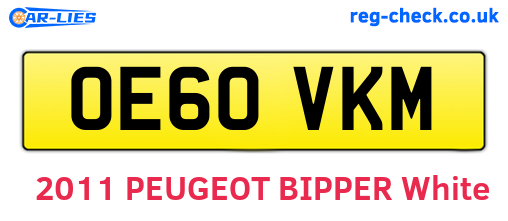 OE60VKM are the vehicle registration plates.