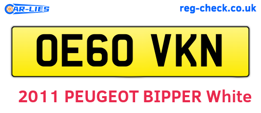 OE60VKN are the vehicle registration plates.