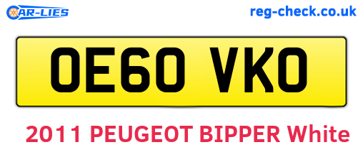 OE60VKO are the vehicle registration plates.