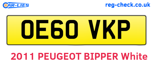 OE60VKP are the vehicle registration plates.