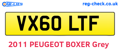 VX60LTF are the vehicle registration plates.