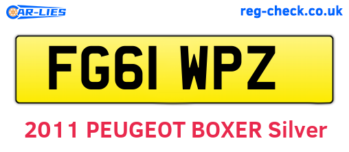 FG61WPZ are the vehicle registration plates.