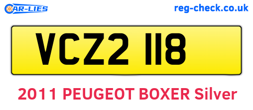 VCZ2118 are the vehicle registration plates.