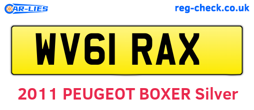 WV61RAX are the vehicle registration plates.