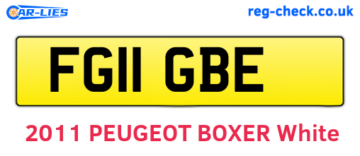 FG11GBE are the vehicle registration plates.
