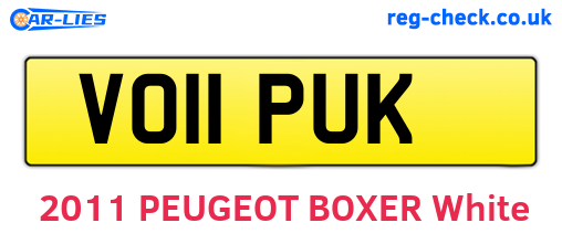 VO11PUK are the vehicle registration plates.