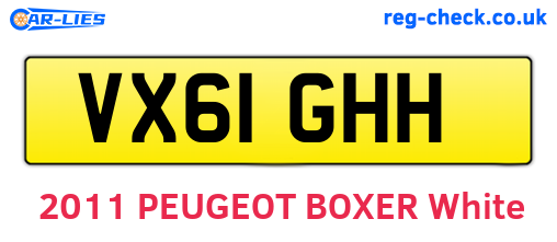 VX61GHH are the vehicle registration plates.