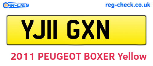 YJ11GXN are the vehicle registration plates.