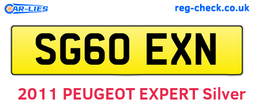 SG60EXN are the vehicle registration plates.