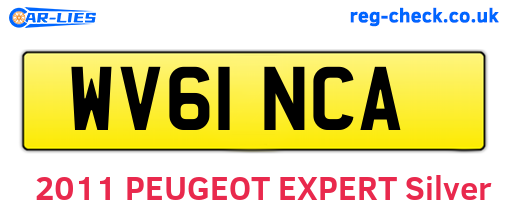 WV61NCA are the vehicle registration plates.