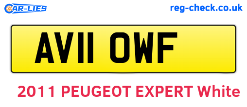 AV11OWF are the vehicle registration plates.