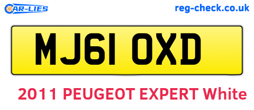 MJ61OXD are the vehicle registration plates.