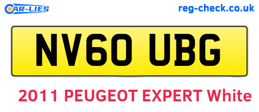 NV60UBG are the vehicle registration plates.