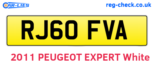 RJ60FVA are the vehicle registration plates.
