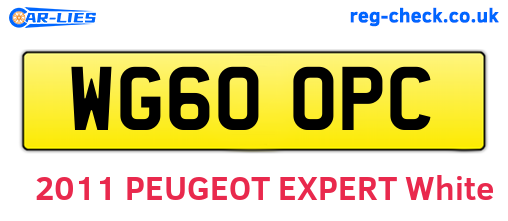 WG60OPC are the vehicle registration plates.
