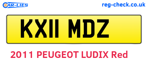 KX11MDZ are the vehicle registration plates.