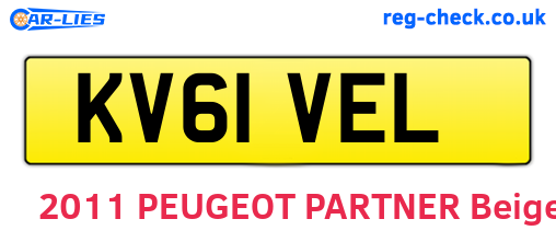 KV61VEL are the vehicle registration plates.