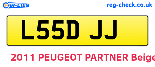 L55DJJ are the vehicle registration plates.