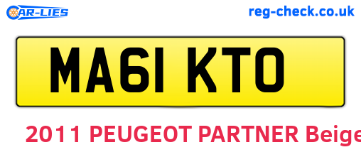 MA61KTO are the vehicle registration plates.
