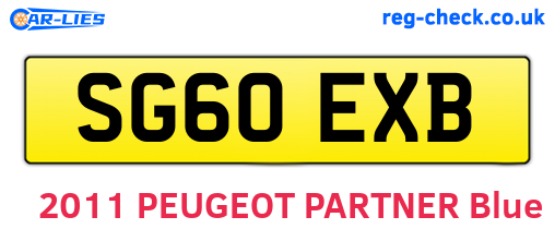 SG60EXB are the vehicle registration plates.