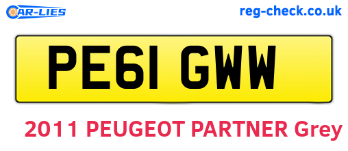 PE61GWW are the vehicle registration plates.