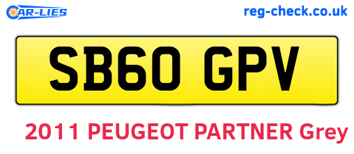 SB60GPV are the vehicle registration plates.