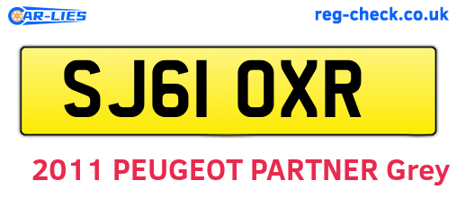 SJ61OXR are the vehicle registration plates.