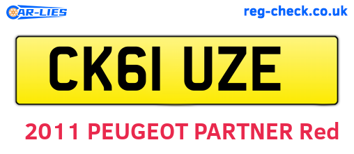 CK61UZE are the vehicle registration plates.