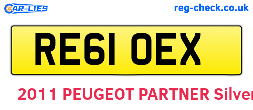 RE61OEX are the vehicle registration plates.