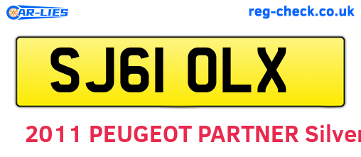 SJ61OLX are the vehicle registration plates.